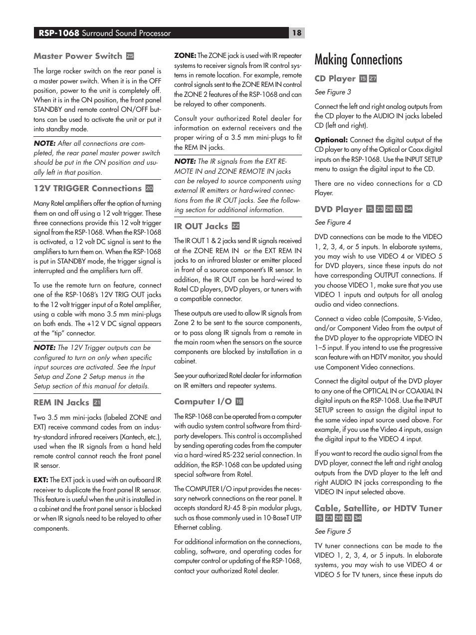 Making connections, E[fkl | ROTEL RSP-1068 User Manual | Page 18 / 106