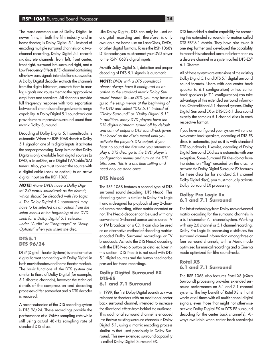 ROTEL RSP-1068 User Manual | Page 24 / 106