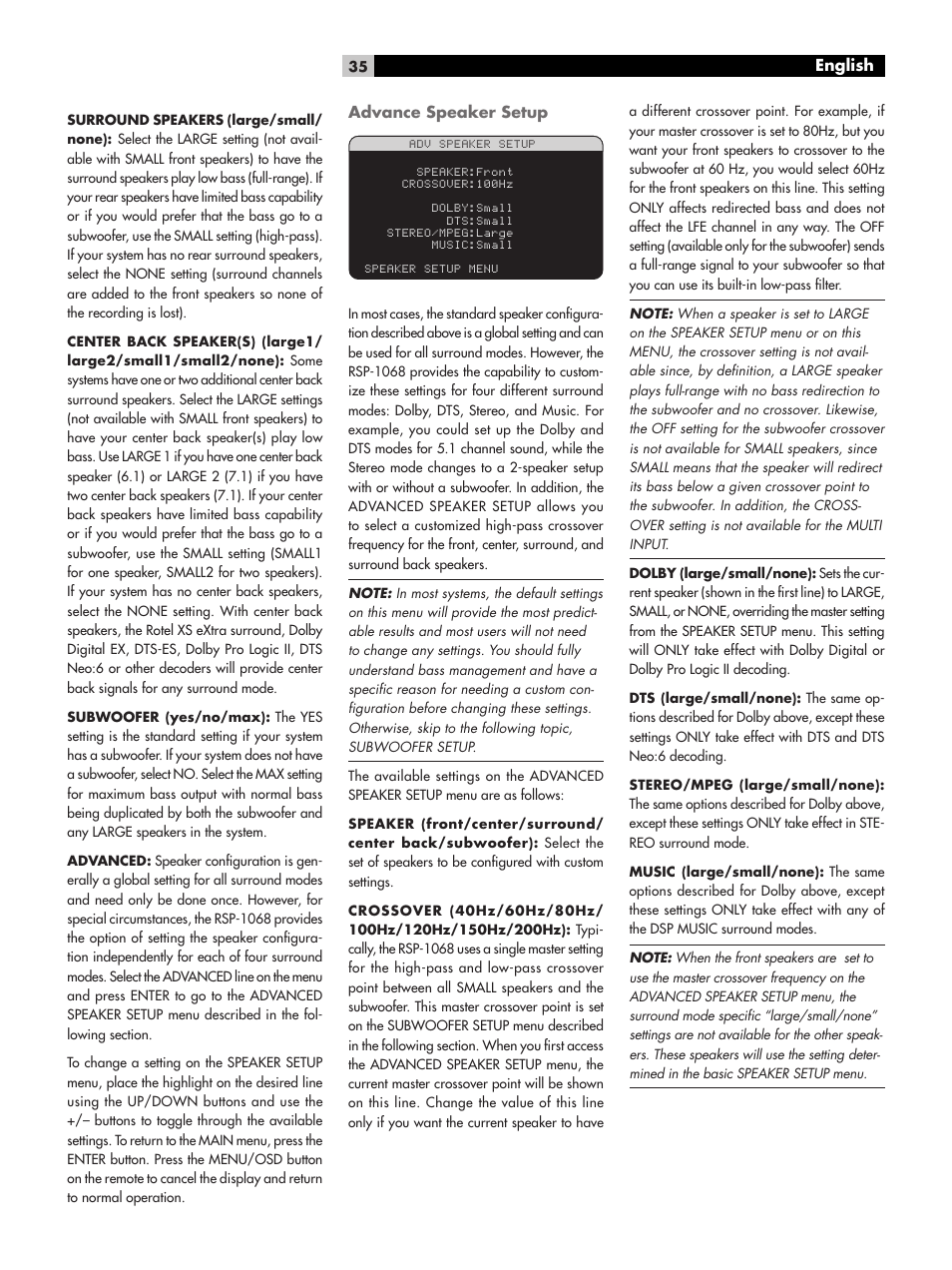 ROTEL RSP-1068 User Manual | Page 35 / 106
