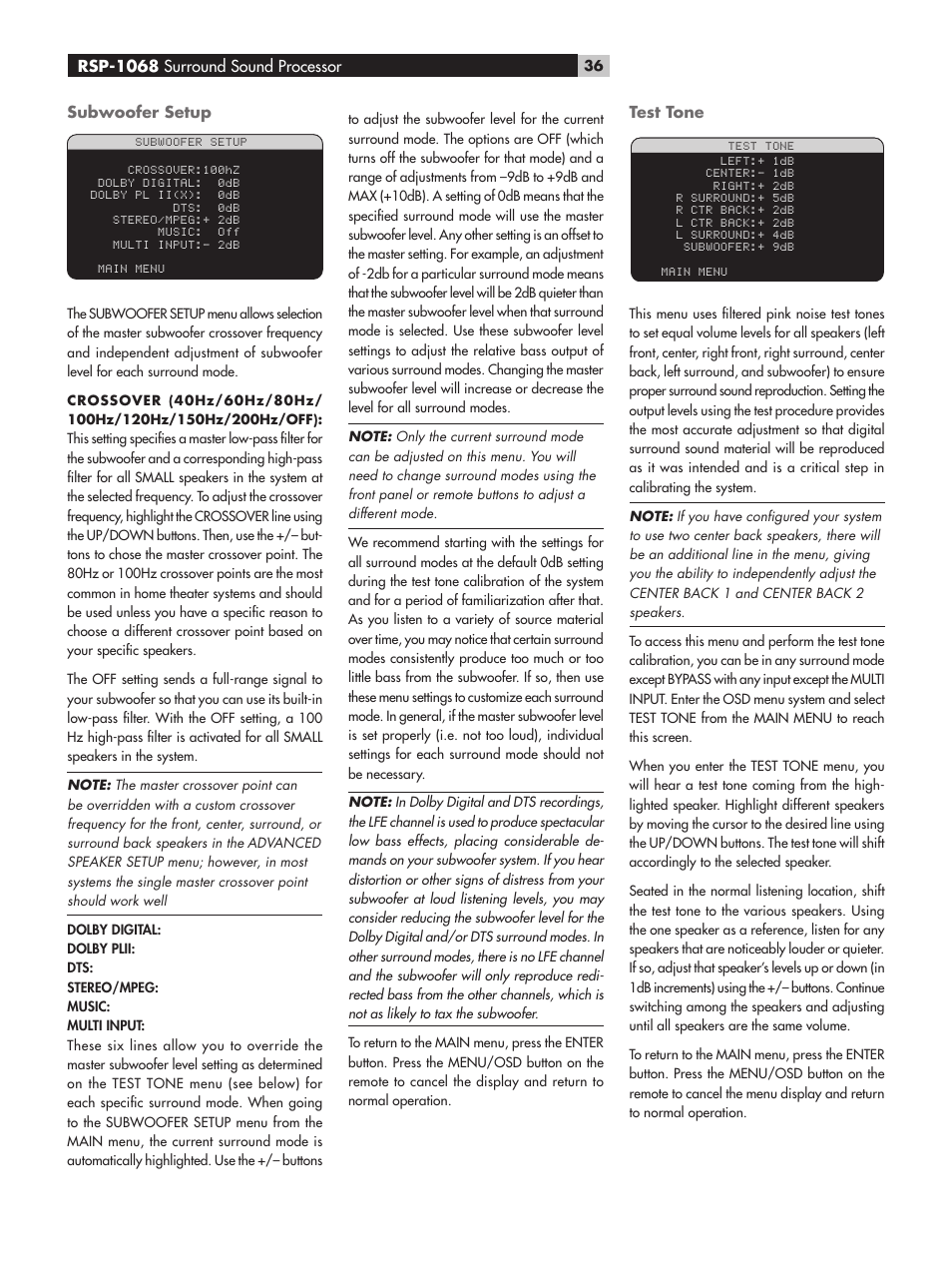 ROTEL RSP-1068 User Manual | Page 36 / 106