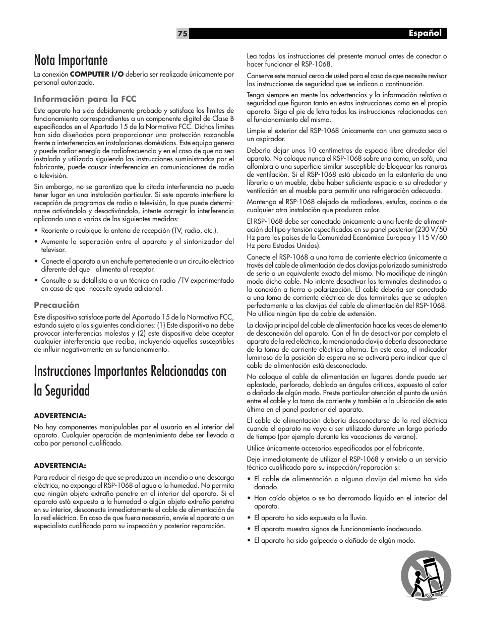 Nota importante | ROTEL RSP-1068 User Manual | Page 75 / 106