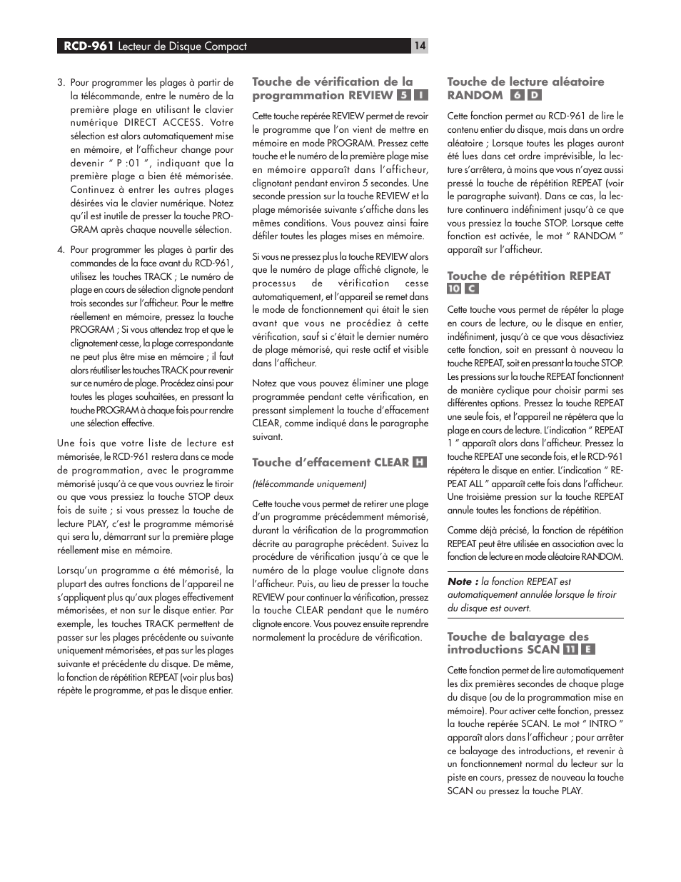ROTEL RCD-961 User Manual | Page 14 / 34