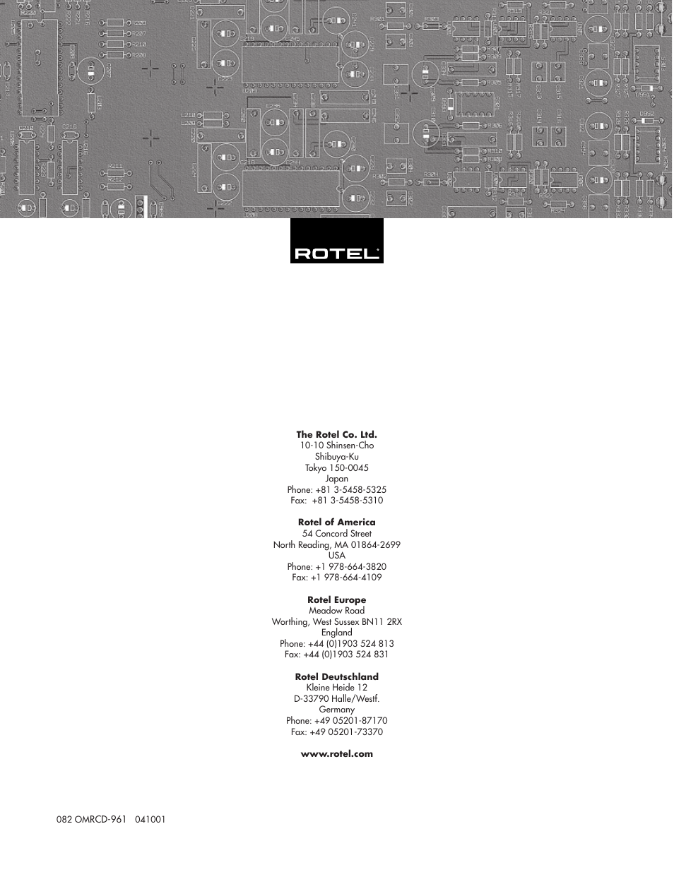 ROTEL RCD-961 User Manual | Page 34 / 34