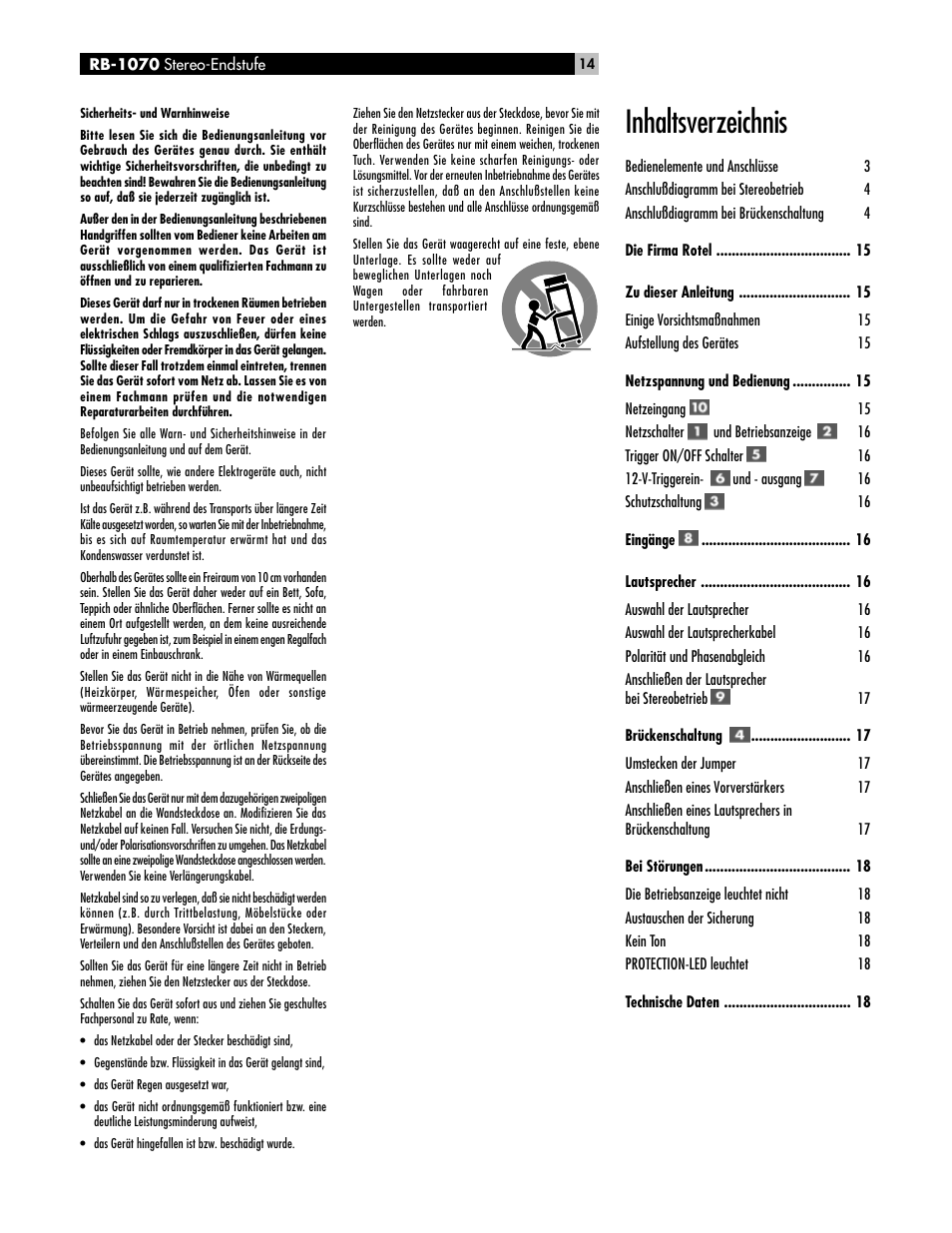 ROTEL High Current Two Channel Amplifier RB-1070 User Manual | Page 14 / 35