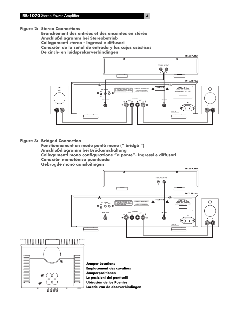 Rb-1070 stereo power amplifier | ROTEL High Current Two Channel Amplifier RB-1070 User Manual | Page 4 / 35