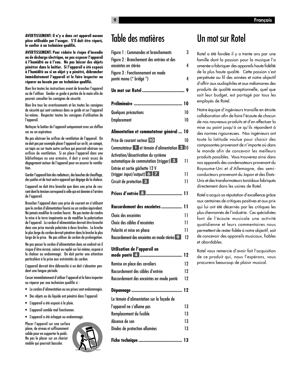 ROTEL High Current Two Channel Amplifier RB-1070 User Manual | Page 9 / 35