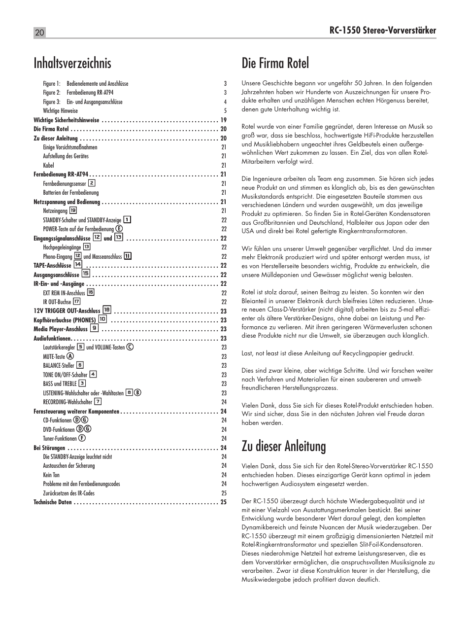 ROTEL RC-1550 User Manual | Page 20 / 64