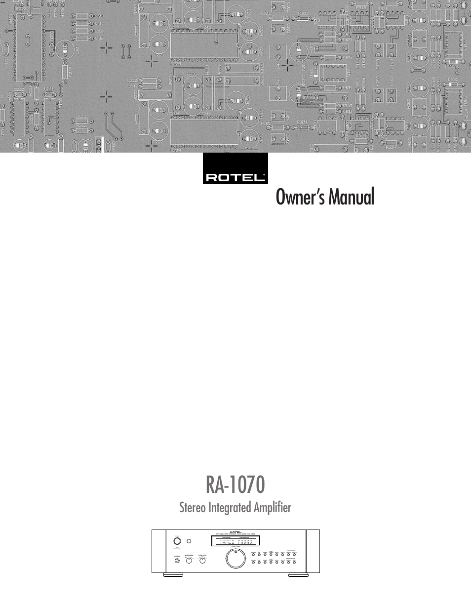 ROTEL RA-1070 User Manual | 12 pages