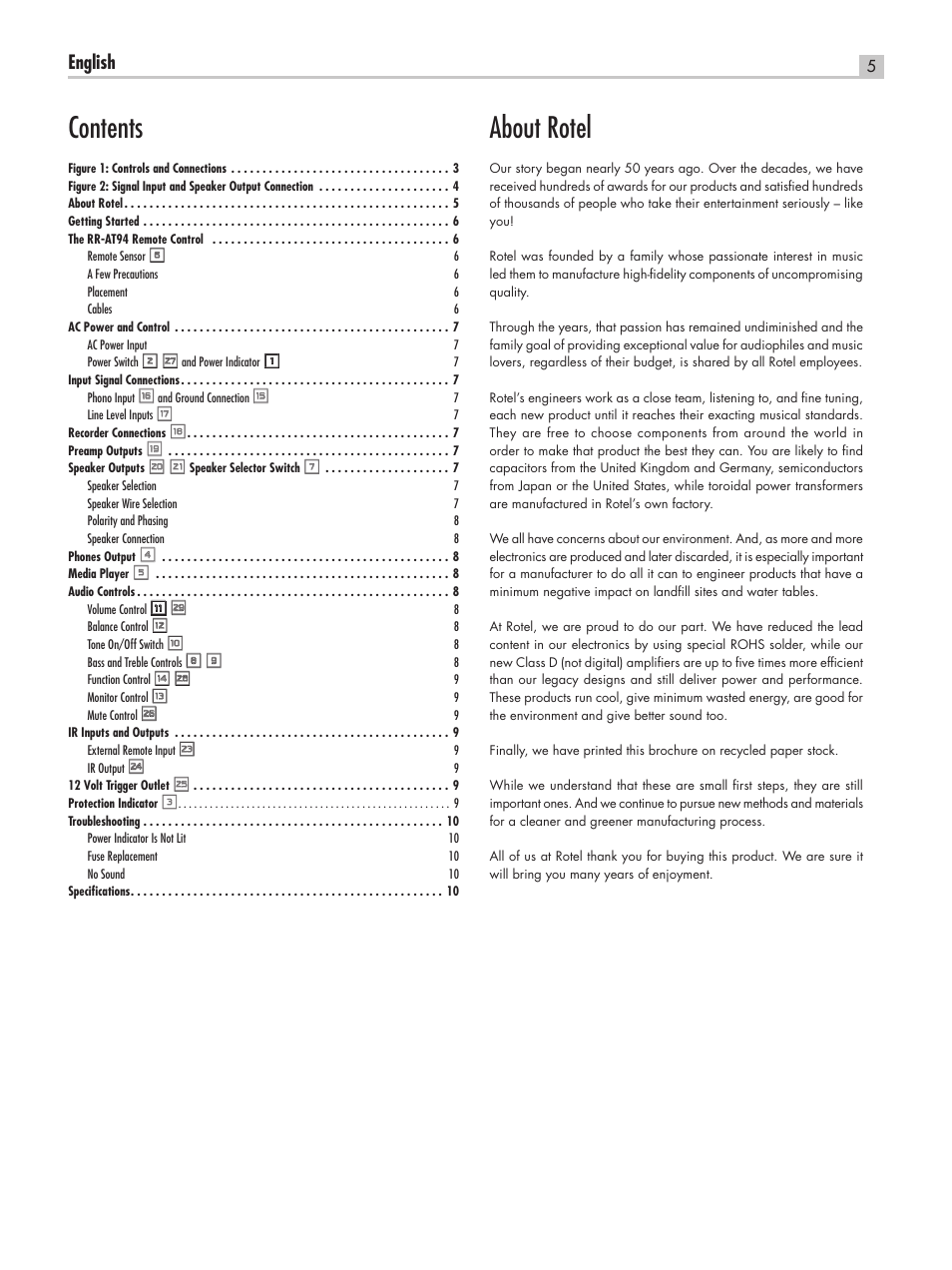 ROTEL RA-05 SE User Manual | Page 5 / 64