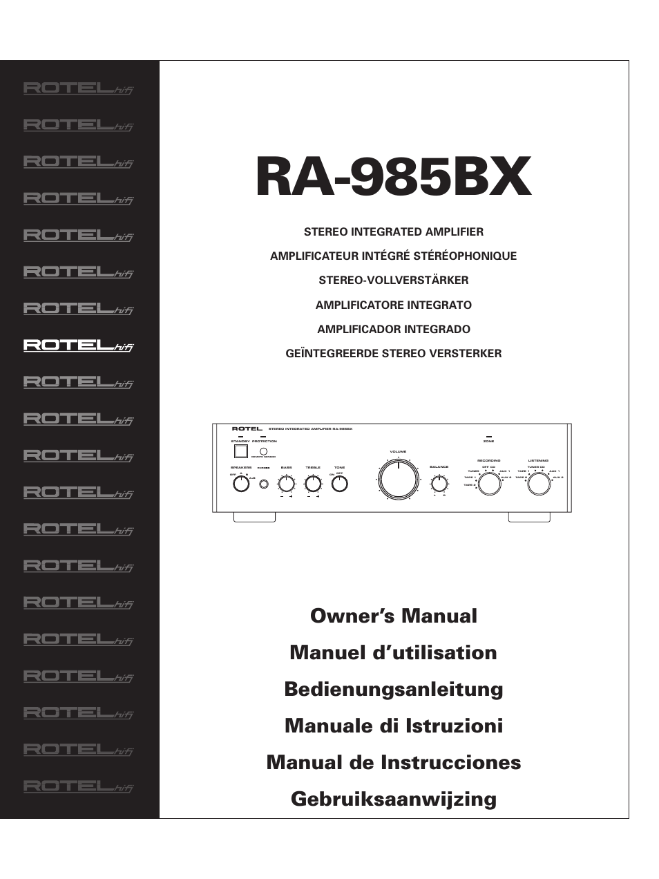 ROTEL RA-985BX User Manual | 54 pages