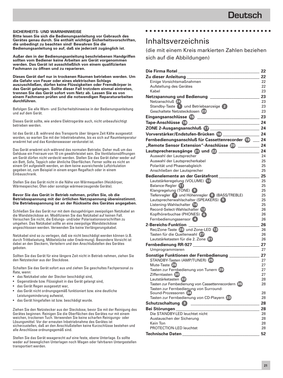 ROTEL RA-985BX User Manual | Page 21 / 54