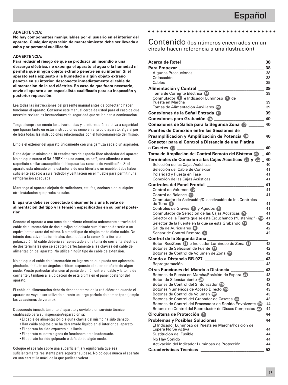 ROTEL RA-985BX User Manual | Page 37 / 54