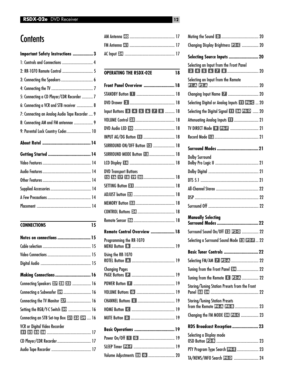 ROTEL RSDX-02e User Manual | Page 12 / 40