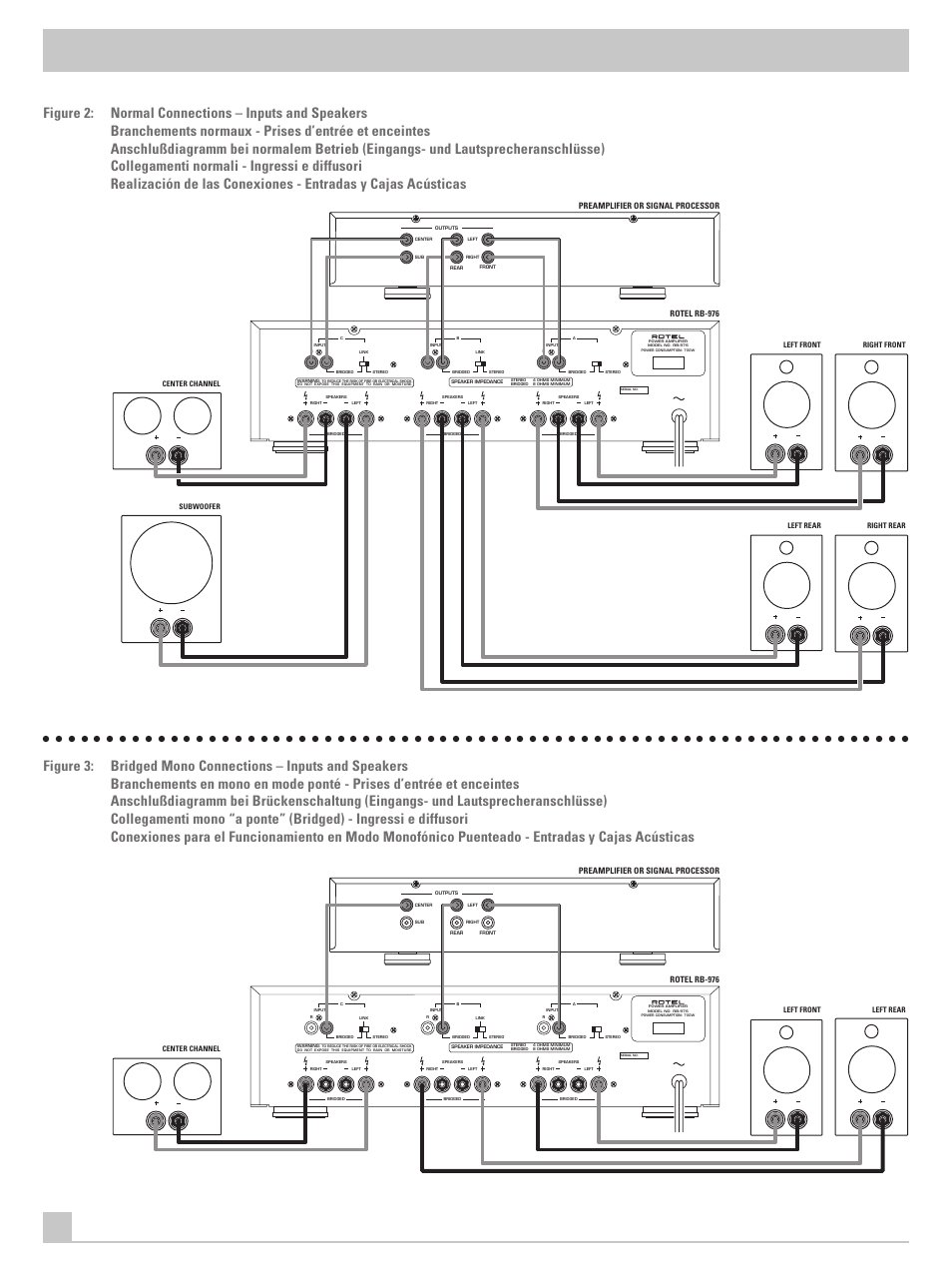 Rotel rb-976 preamplifier or signal processor | ROTEL Six Channel Power Amplifier RB-976 User Manual | Page 4 / 30