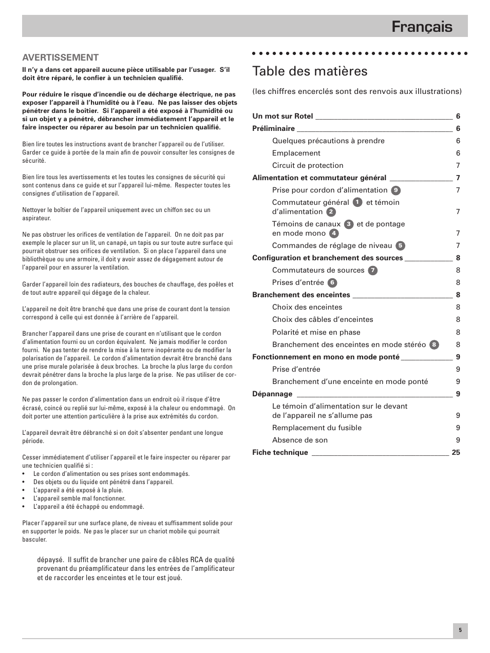 ROTEL Six Channel Power Amplifier RB-976 User Manual | Page 9 / 30