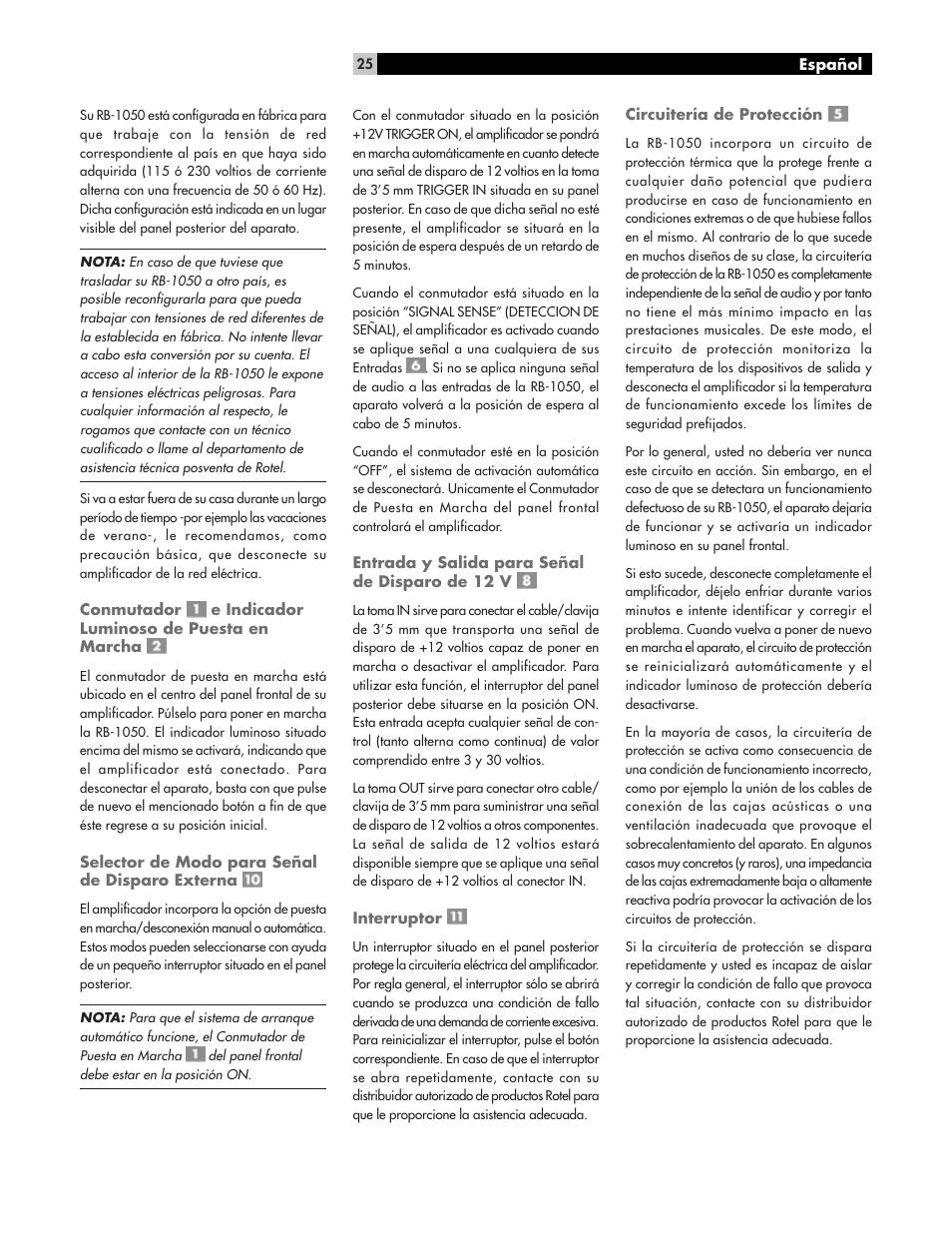 ROTEL High Current Two Channel Amplifier RB-1050 User Manual | Page 25 / 34