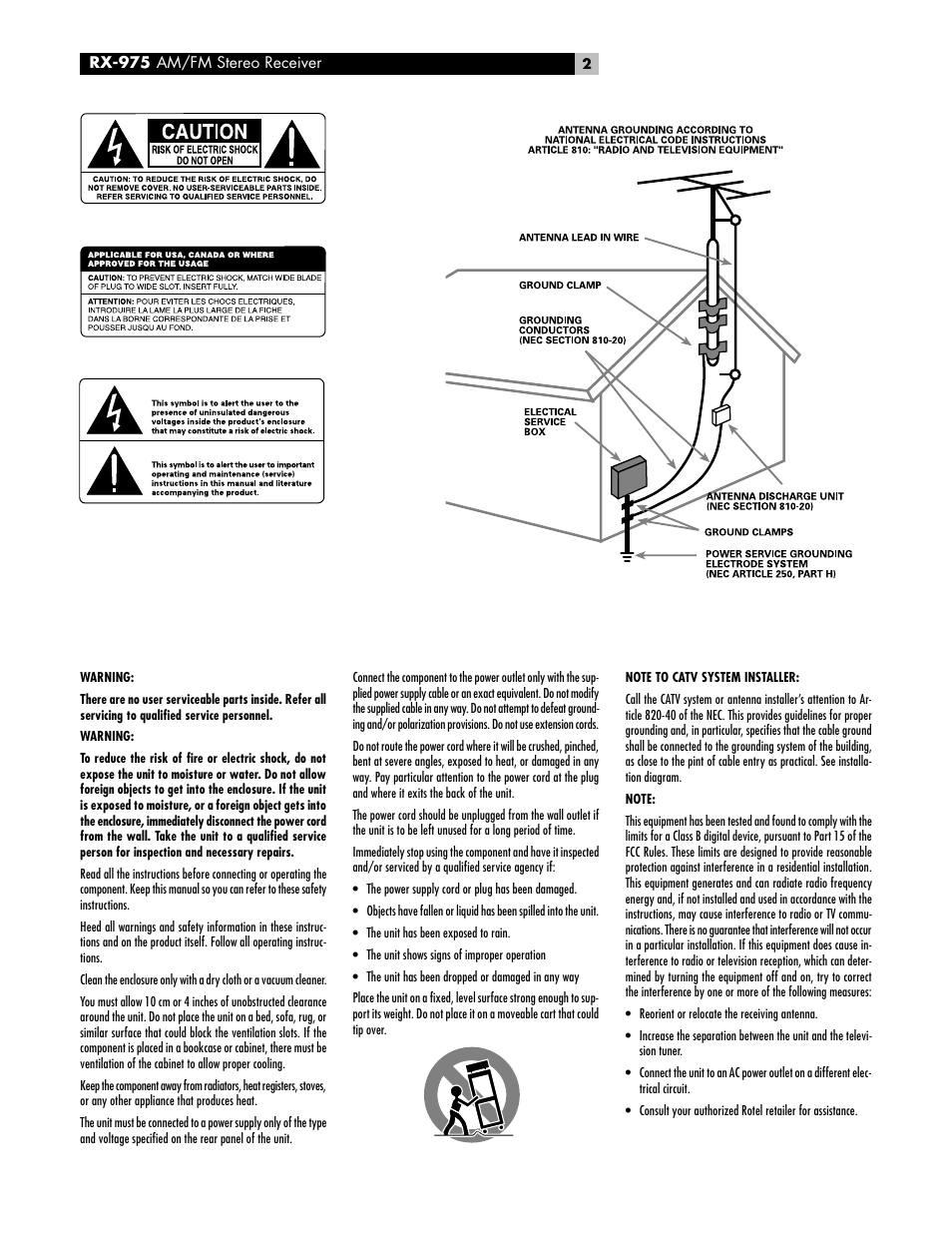 ROTEL RX-975 User Manual | Page 2 / 16