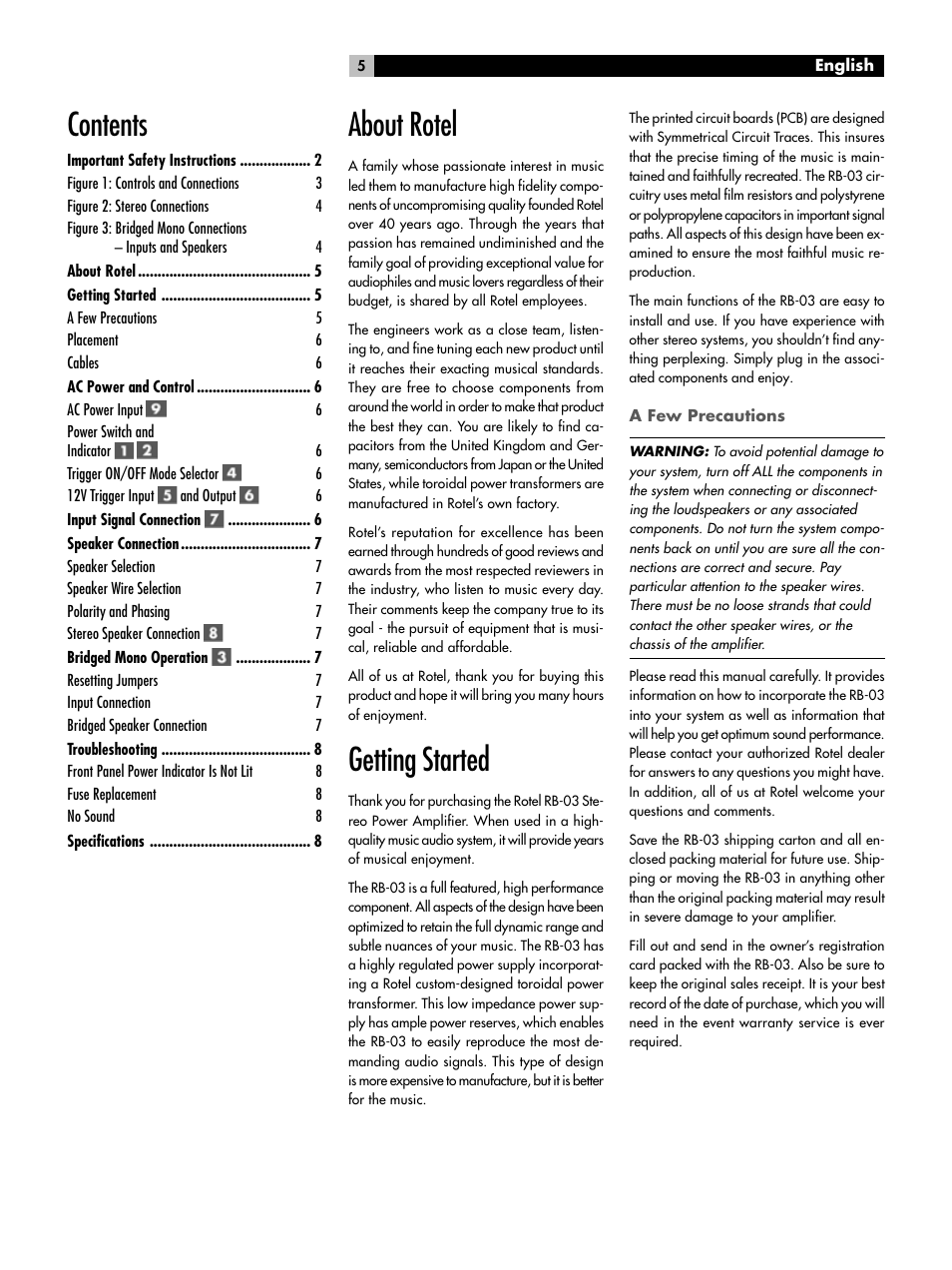 ROTEL RB-03 User Manual | Page 5 / 40