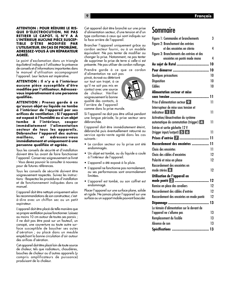 Sommaire | ROTEL RB-03 User Manual | Page 9 / 40