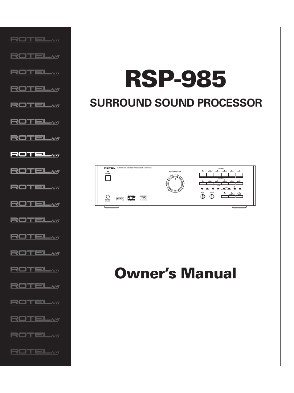 ROTEL RSP-985 User Manual | 28 pages