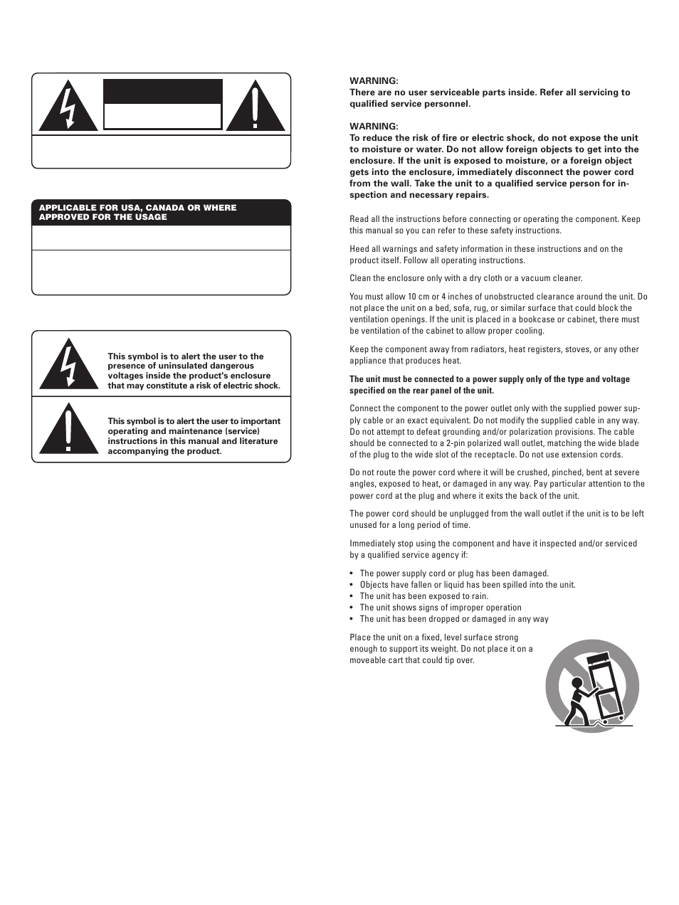 Caution | ROTEL RSP-985 User Manual | Page 2 / 28