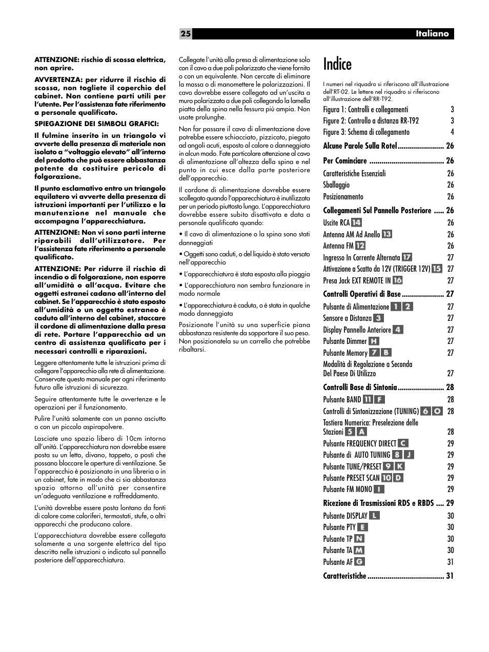 Indice | ROTEL RT-02 User Manual | Page 25 / 54
