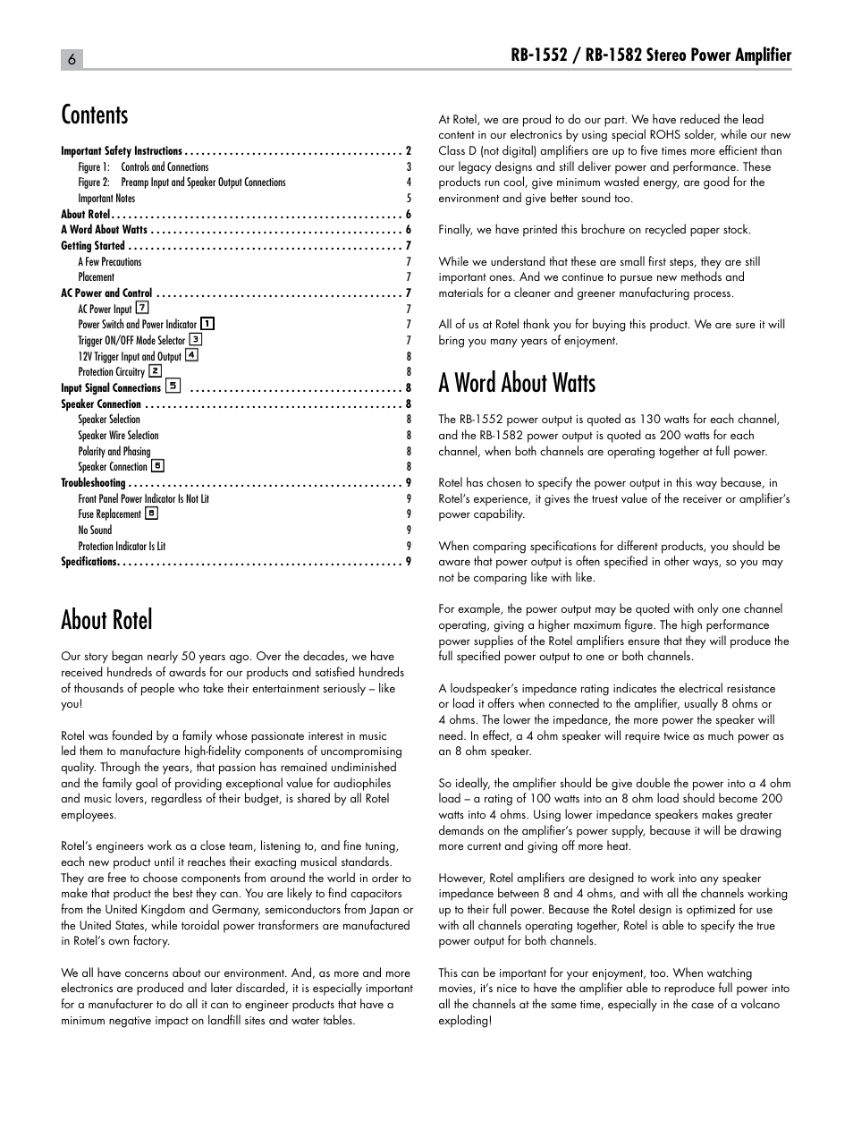 ROTEL RB-1582 User Manual | Page 6 / 48