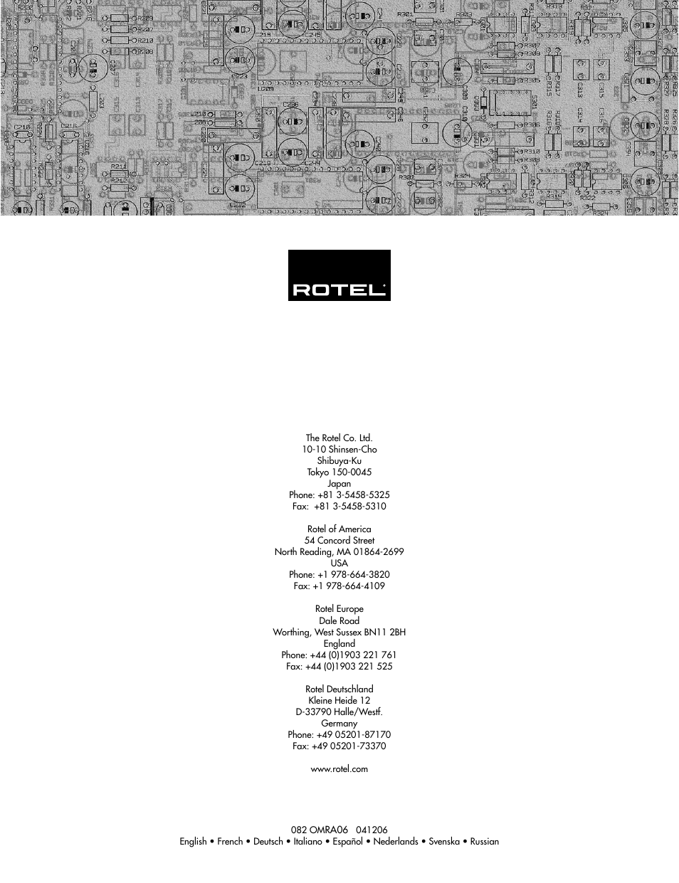 ROTEL RA-06 User Manual | Page 56 / 56