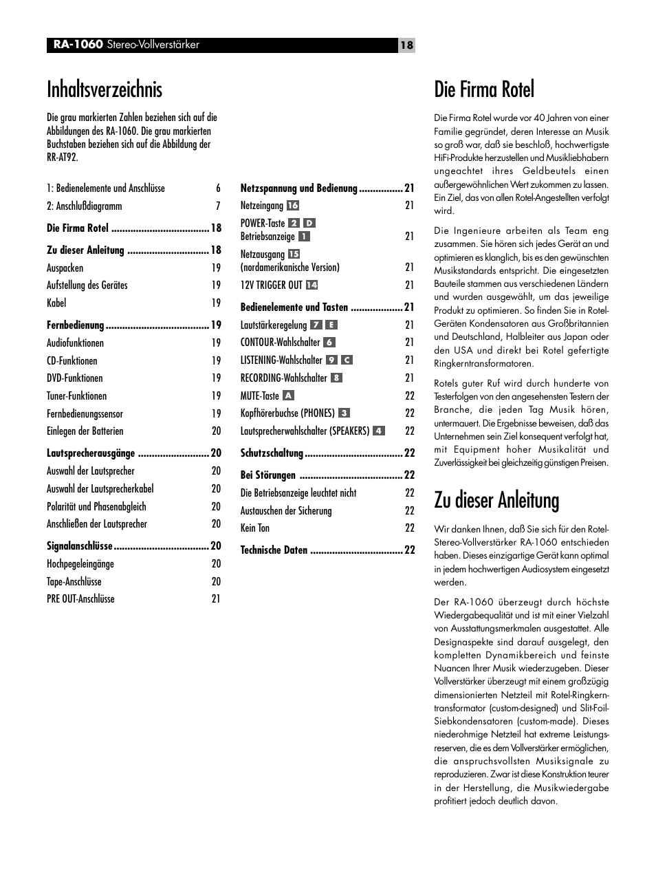 ROTEL RA-1060 User Manual | Page 18 / 40