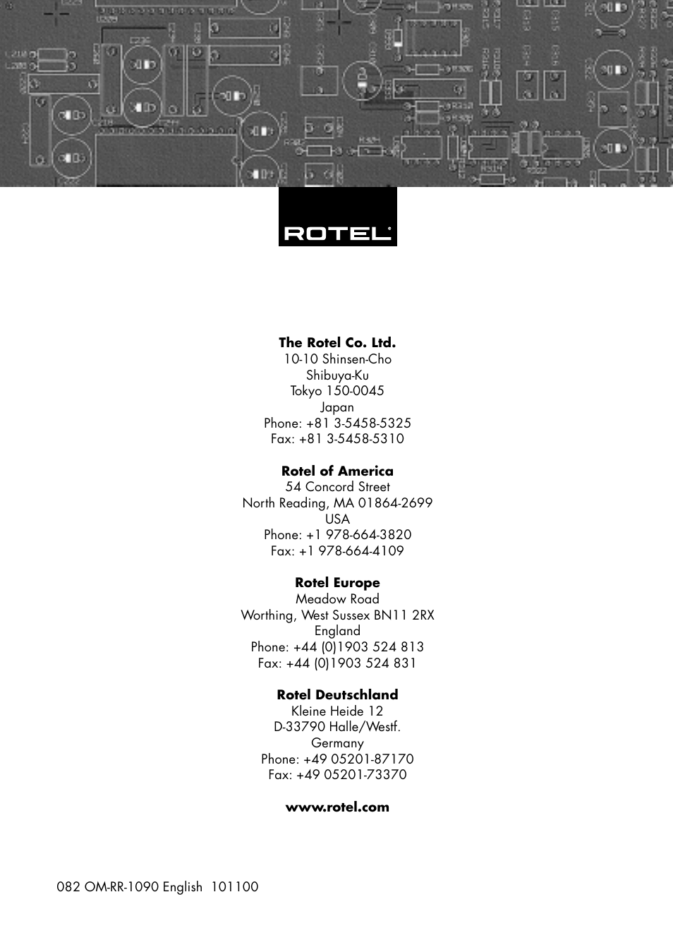ROTEL RR-1090 User Manual | Page 24 / 24