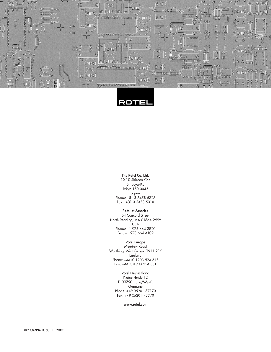 ROTEL RB-1050 User Manual | Page 8 / 8