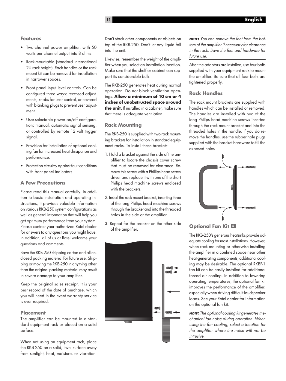 ROTEL RKB-250 User Manual | Page 11 / 56