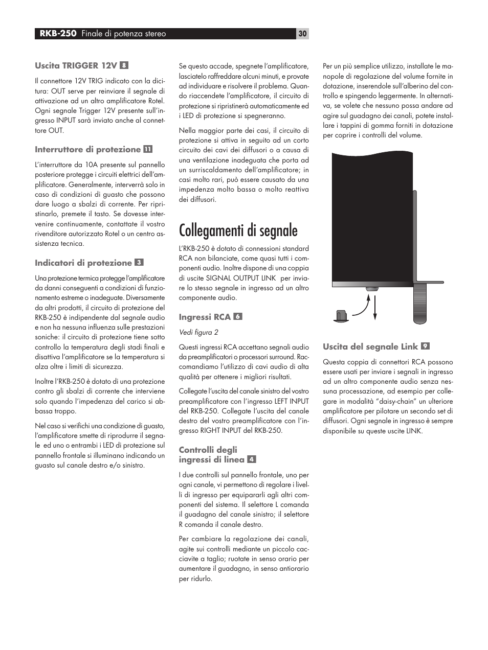 Collegamenti di segnale | ROTEL RKB-250 User Manual | Page 30 / 56