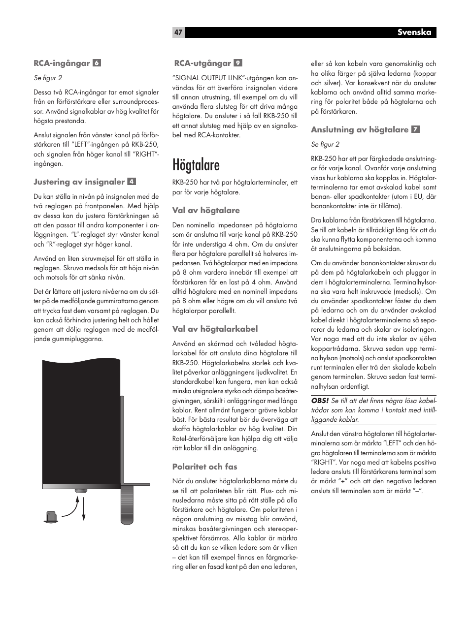 Högtalare | ROTEL RKB-250 User Manual | Page 47 / 56