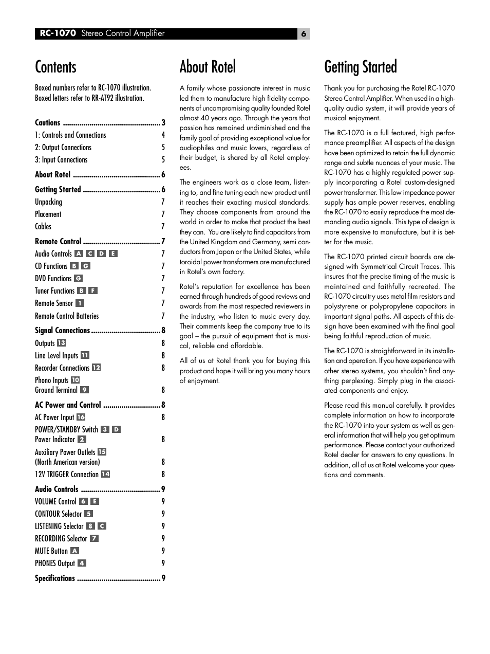 ROTEL RC-1070 User Manual | Page 6 / 12