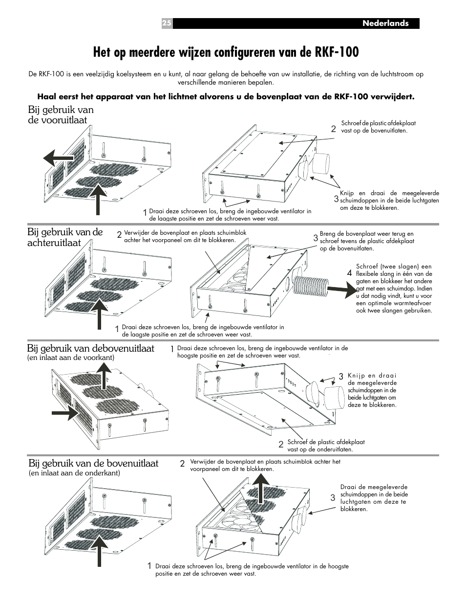 Bij gebruik van debovenuitlaat, Bij gebruik van de bovenuitlaat | ROTEL RKF-100 User Manual | Page 25 / 26