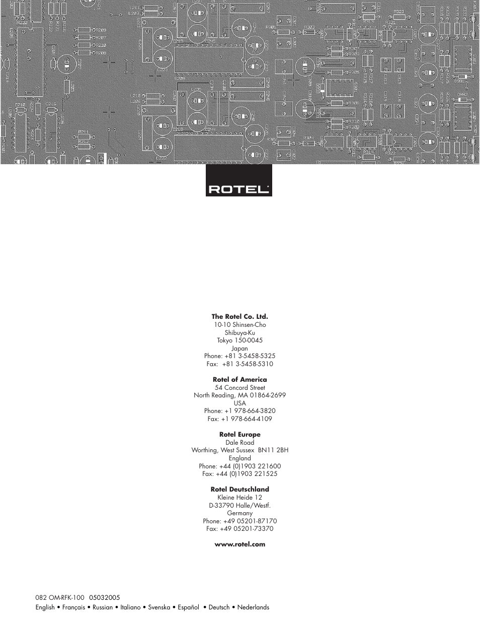 ROTEL RKF-100 User Manual | Page 26 / 26