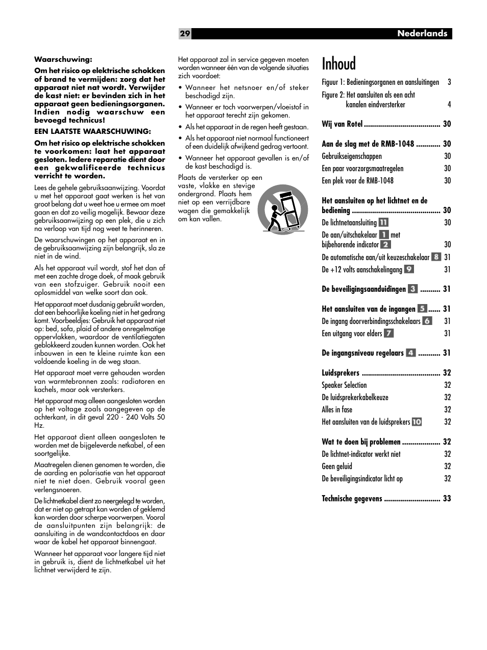 Inhoud | ROTEL Eight Channel Power Amplifier RMB-1048 User Manual | Page 29 / 40