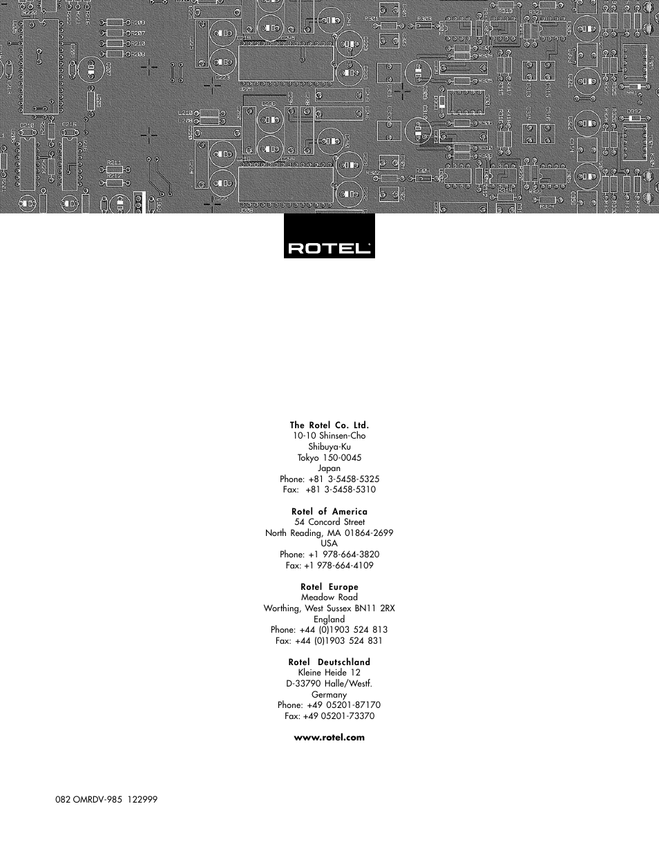 ROTEL RDV-985 User Manual | Page 30 / 30