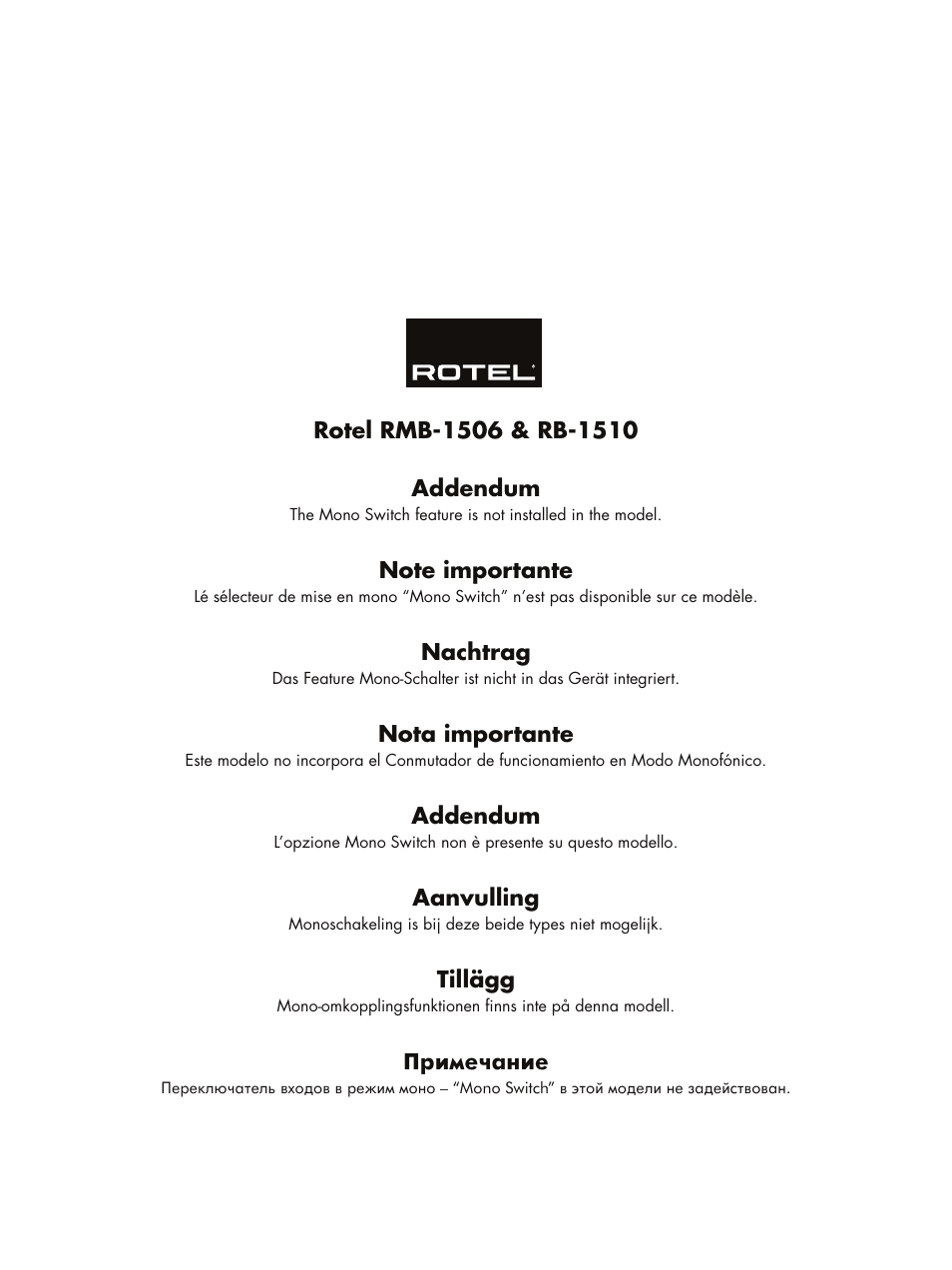 ROTEL RMB-1506 User Manual | Page 4 / 54