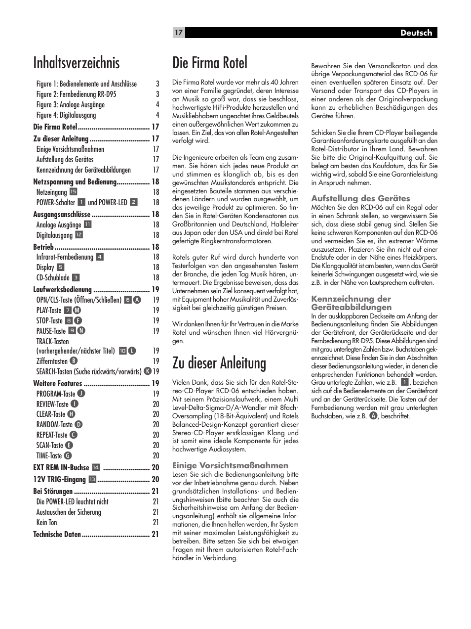 ROTEL RCD-06 User Manual | Page 17 / 52
