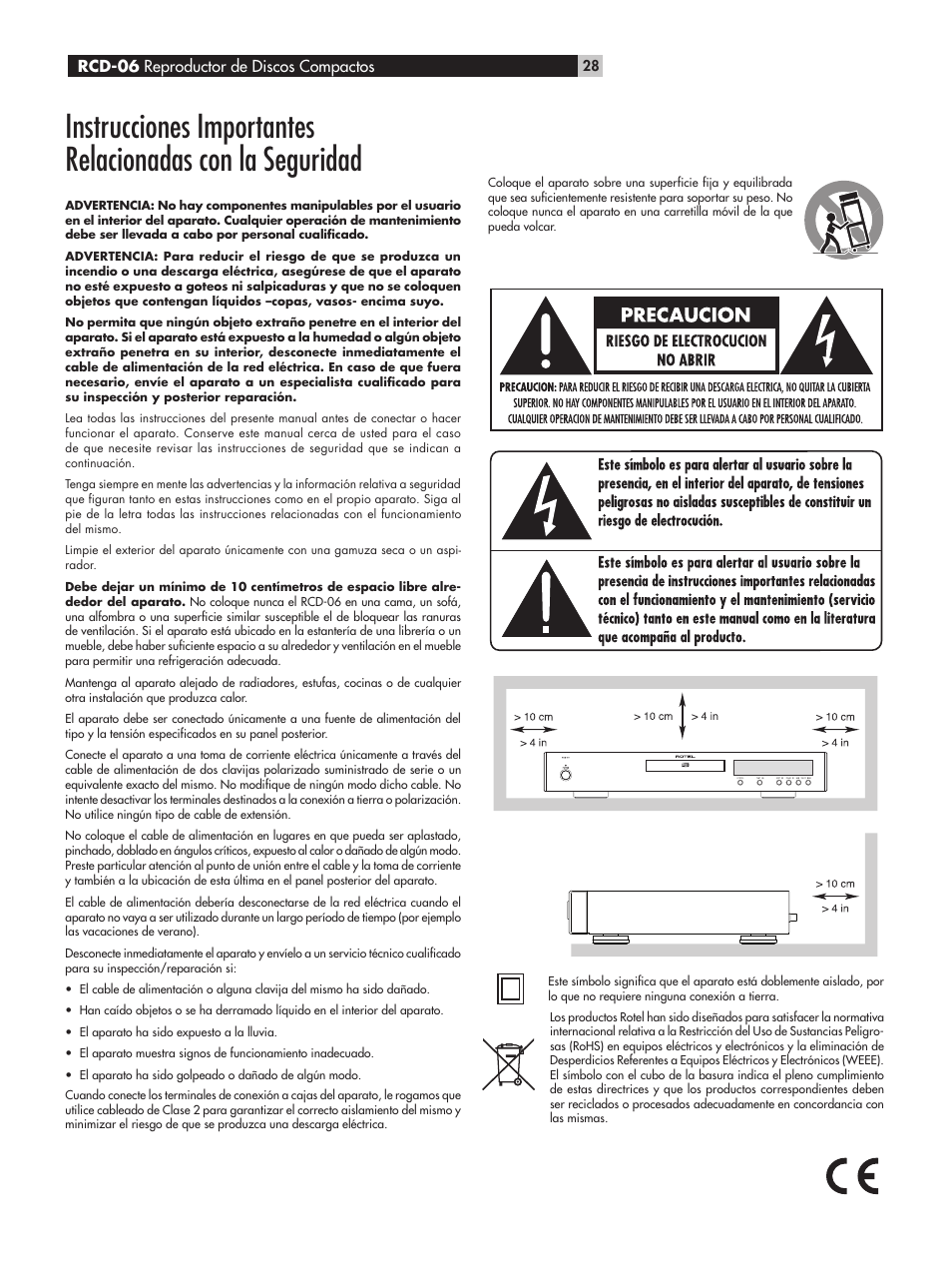 ROTEL RCD-06 User Manual | Page 28 / 52