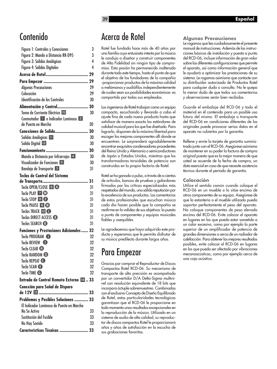 ROTEL RCD-06 User Manual | Page 29 / 52