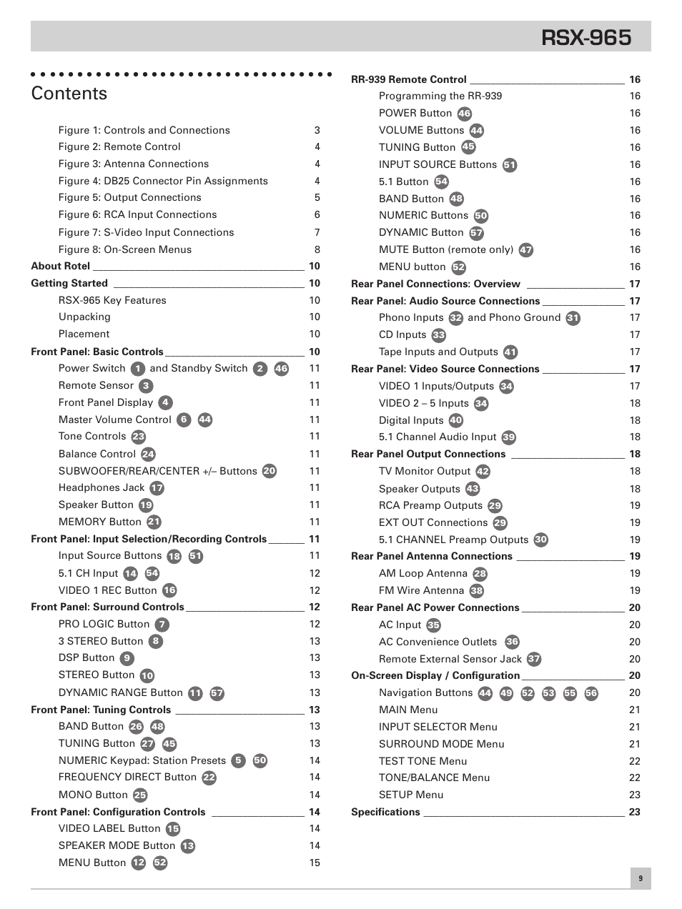 ROTEL RSX-965 User Manual | Page 9 / 24