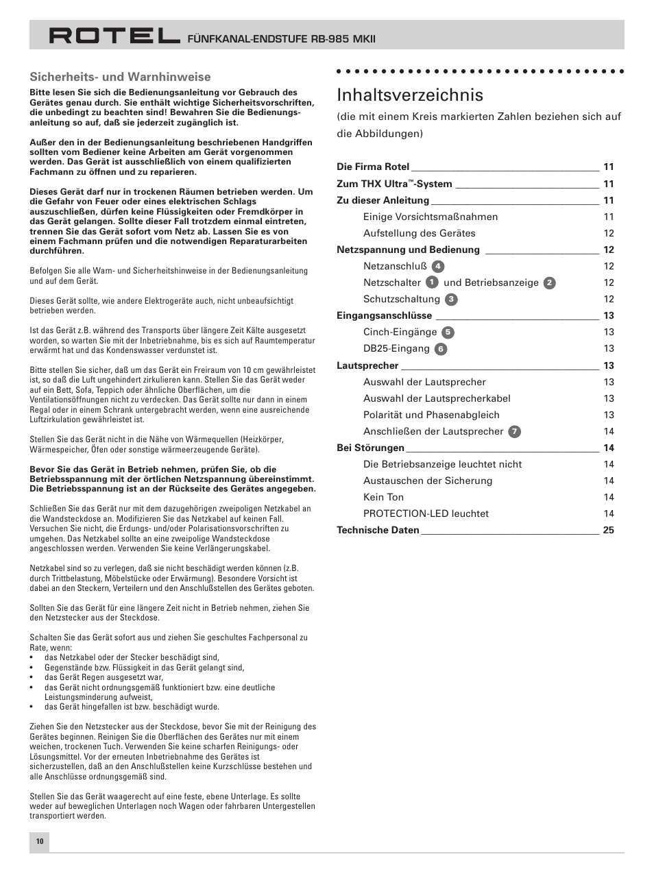 ROTEL RB-985 MKII User Manual | Page 14 / 30
