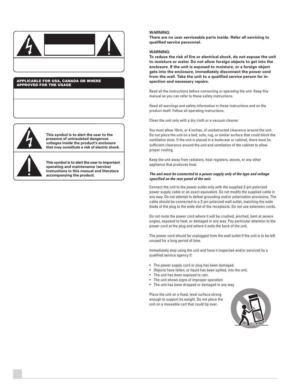 Caution | ROTEL RB-985 MKII User Manual | Page 2 / 30