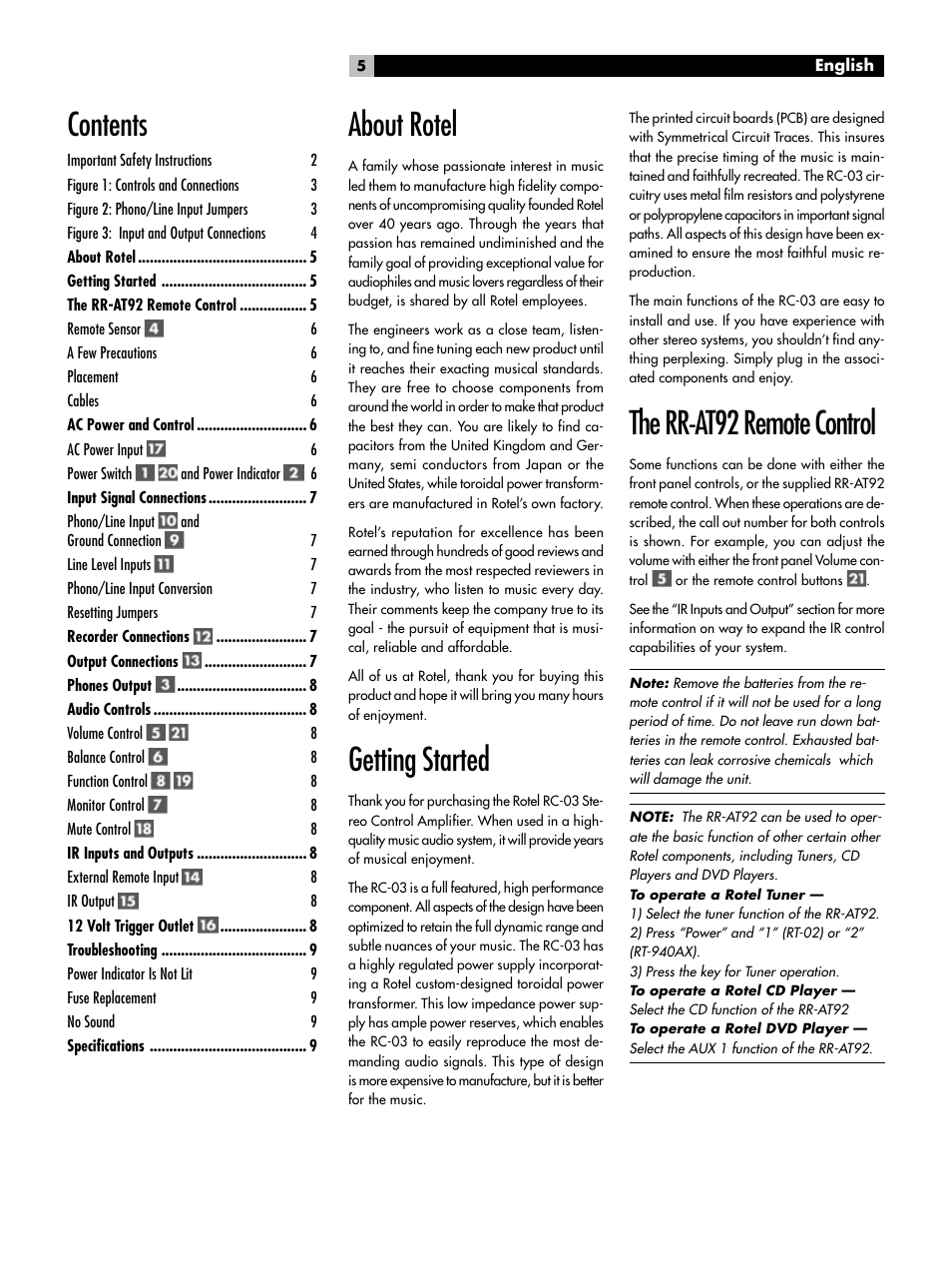 ROTEL RC-03 User Manual | Page 5 / 10