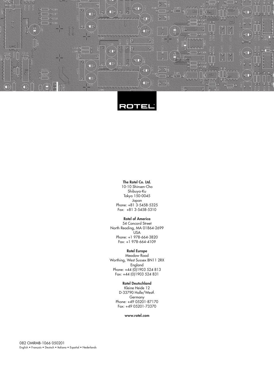 ROTEL RMB-1066 User Manual | Page 40 / 40
