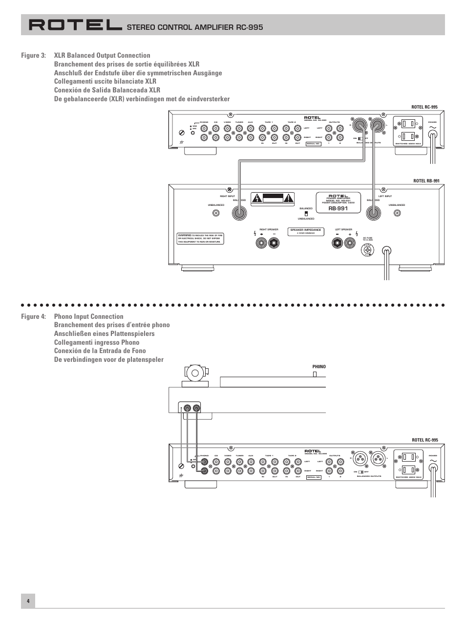 Rb-991, Rotel rc-995, Ph0no | ROTEL RC-995 User Manual | Page 4 / 42