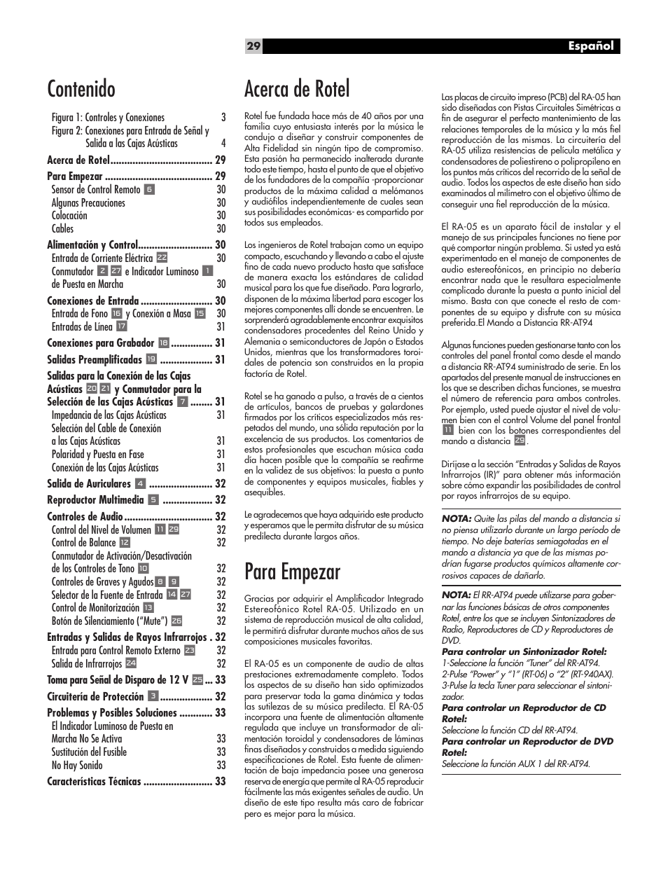 ROTEL RA-05 User Manual | Page 29 / 52